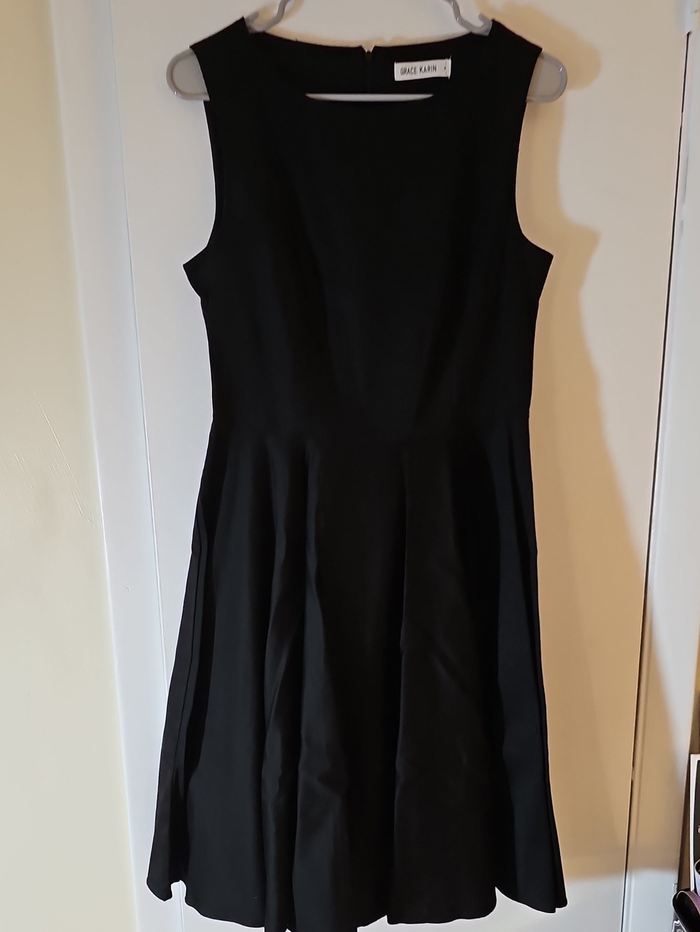 Grace Karin Black Sleeveless Midi Fit-and-Flare Dress